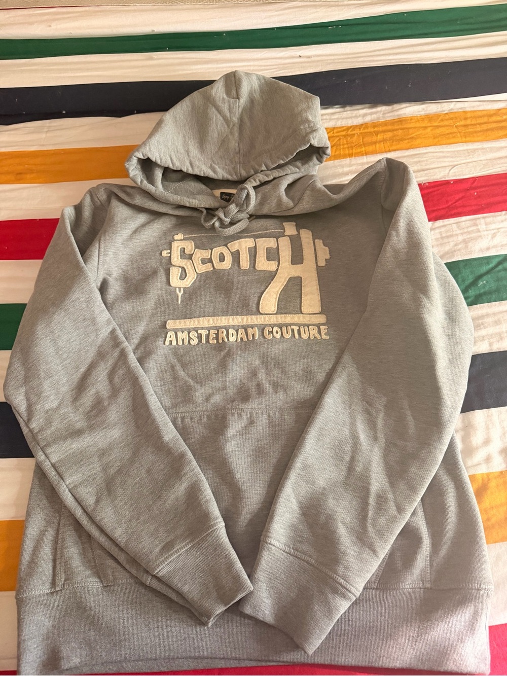 Scotch & Soda light gray logo hooded sweatshirt
